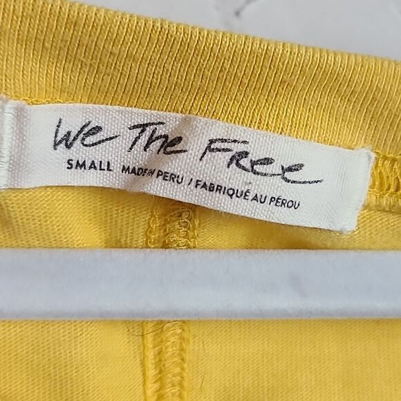 Free People Field Goal Colorblocked Cold shoulder Crop Cutout Top Gray/Yellow - Picture 3 of 7